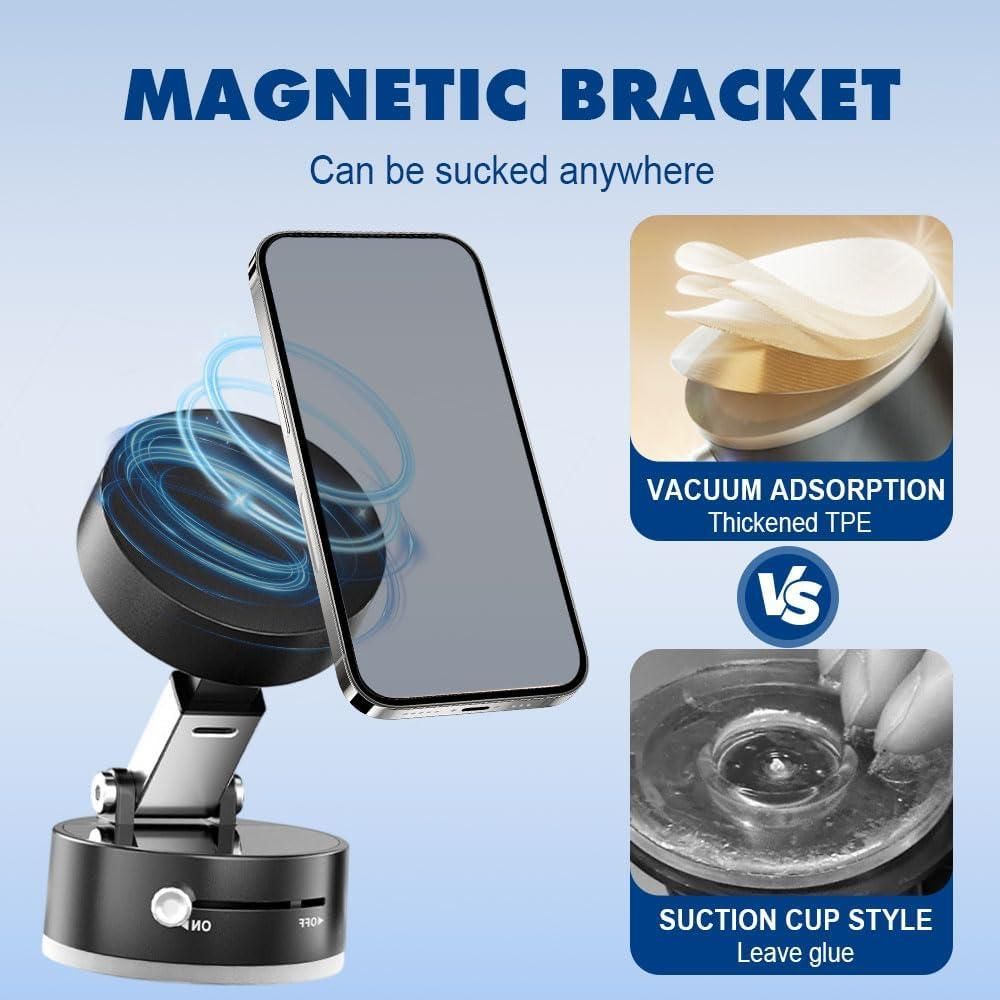 Vacuum Magnetic suction Phone Holder – Strong Grip, Smooth Drive!